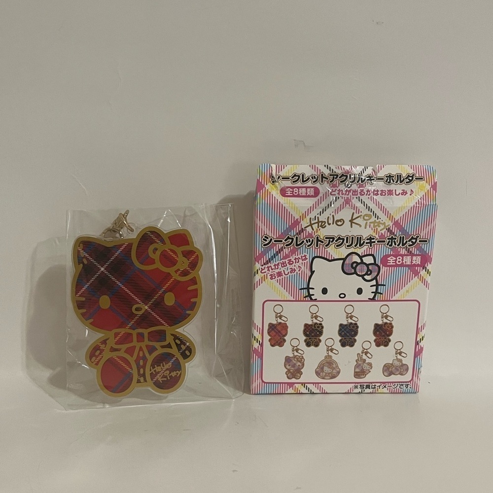 Hello Kitty 50th Anniversary Tartan Pattern Acrylic Keychain